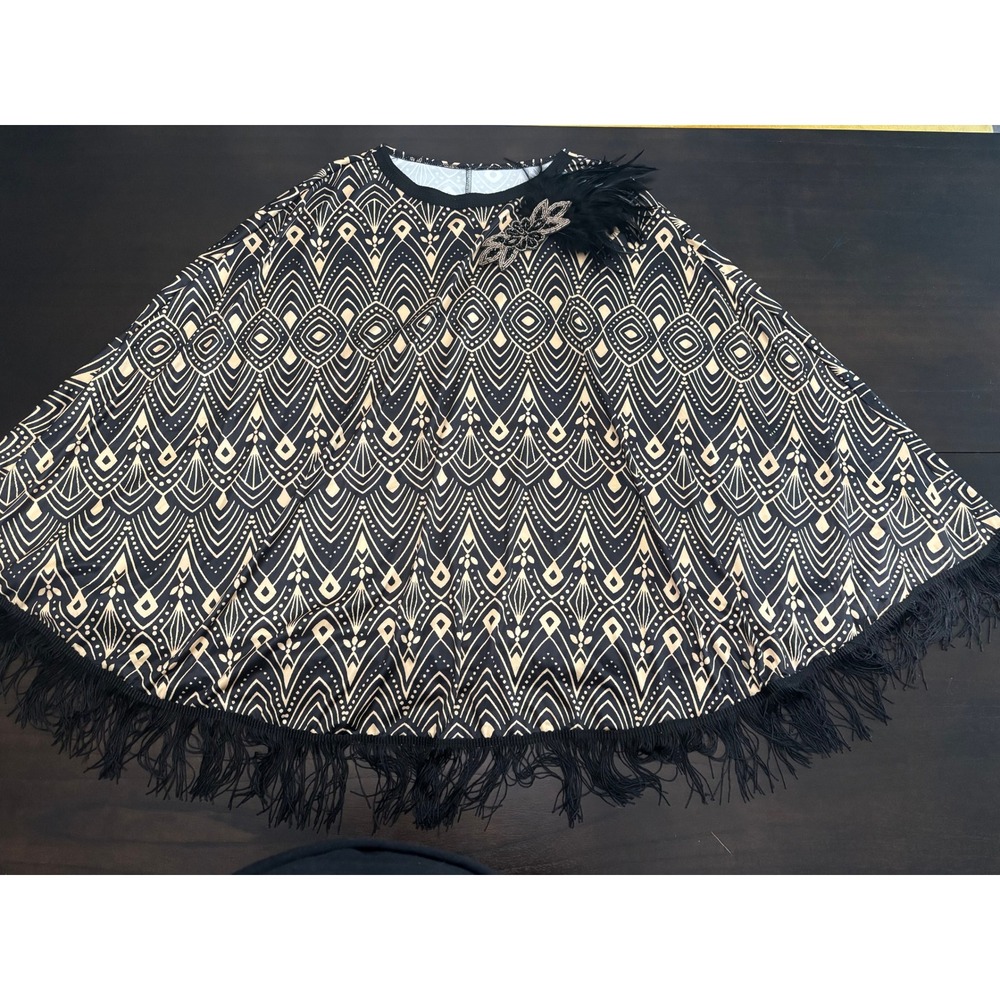 Flapper Cape Art Deco Geometric Fringe Roaring 20s Poncho/Costume Gatsby OSFM